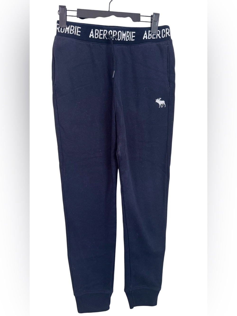 Abercrombie Kids Boys black / white Essential Fleece Joggers Size 13/14 - Picture 1 of 6